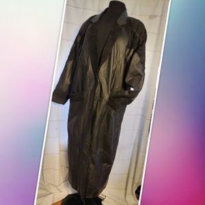 Direct Action Ladies Vintage Embossed Black Leather Trench Coat Size Medium